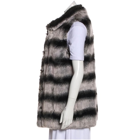 Rachel Zoe Faux Fur Striped Vest - Size Large - Vintage Inspired WC30 - Picture 5 of 9